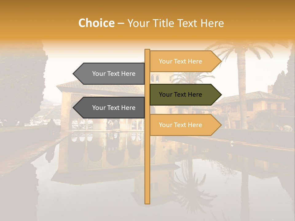 A Large Building With A Pool In Front Of It PowerPoint Template