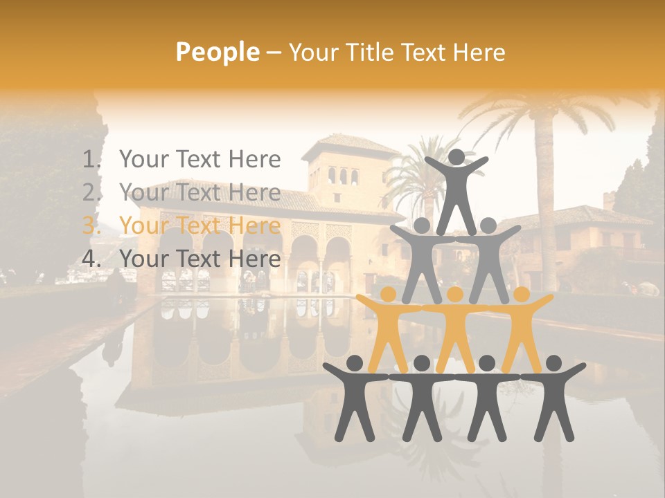 A Large Building With A Pool In Front Of It PowerPoint Template