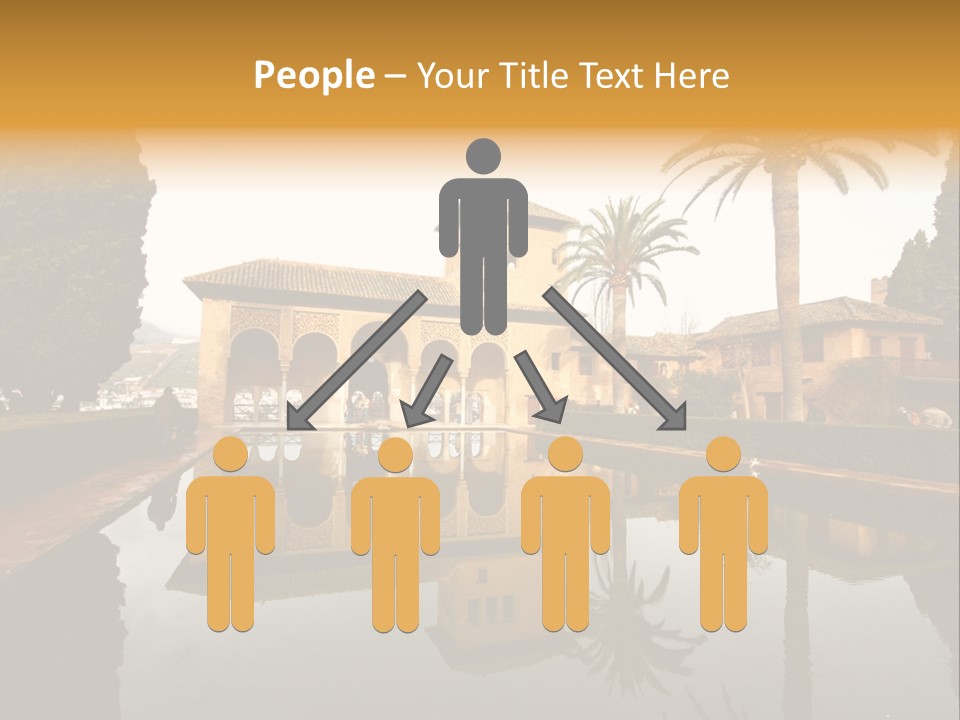 A Large Building With A Pool In Front Of It PowerPoint Template