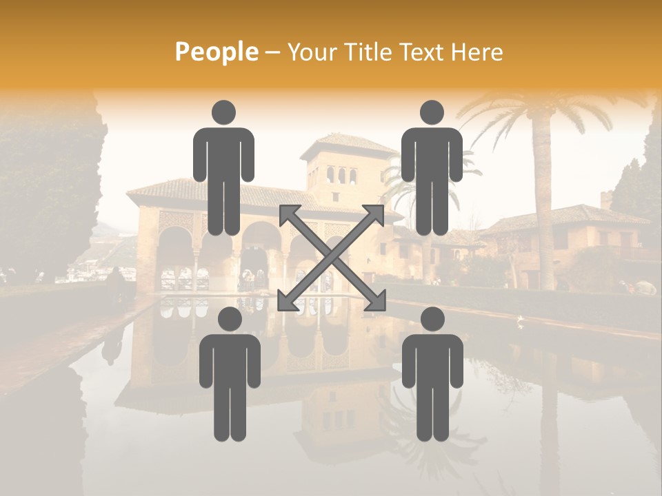 A Large Building With A Pool In Front Of It PowerPoint Template