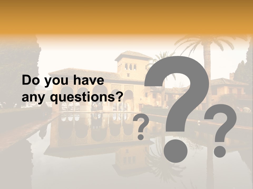 A Large Building With A Pool In Front Of It PowerPoint Template