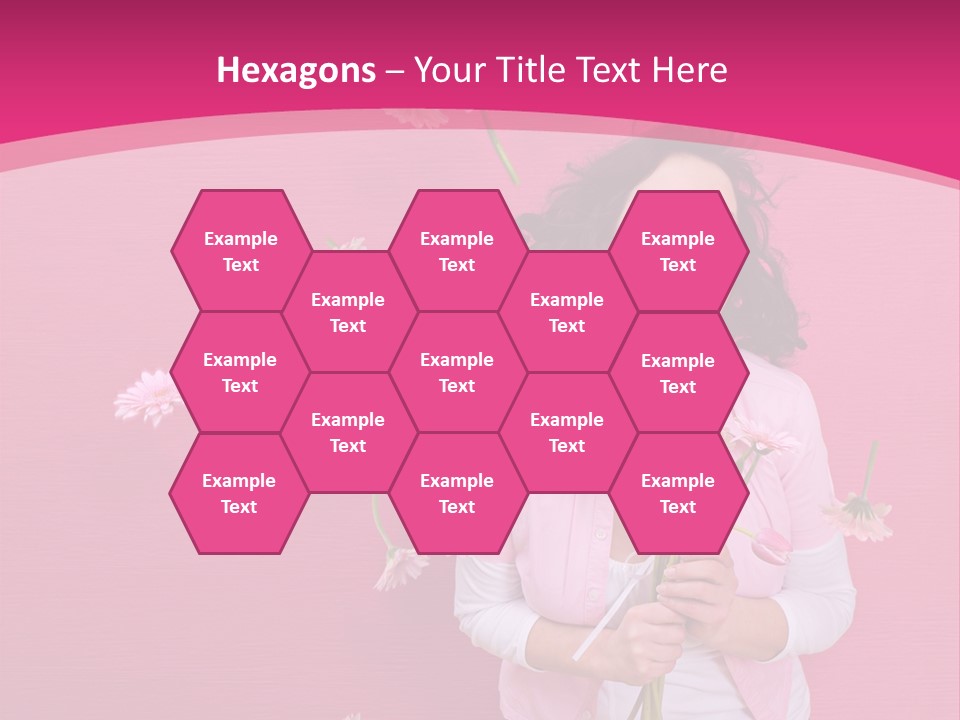 Spring Concept - Playful Girls With Flowers And Pink Wall PowerPoint Template