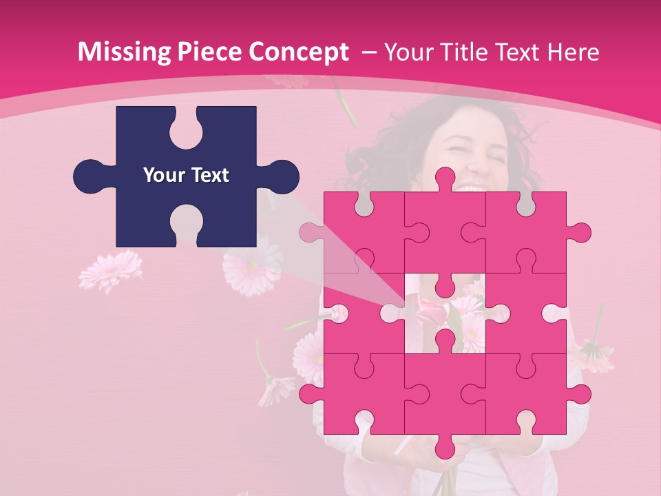 Spring Concept - Playful Girls With Flowers And Pink Wall PowerPoint Template