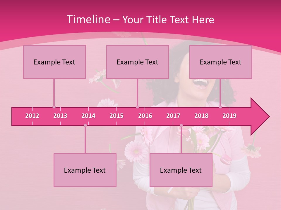 Spring Concept - Playful Girls With Flowers And Pink Wall PowerPoint Template