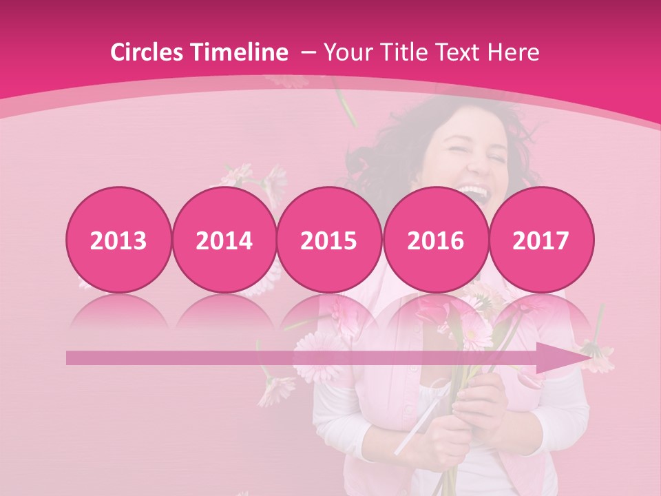 Spring Concept - Playful Girls With Flowers And Pink Wall PowerPoint Template