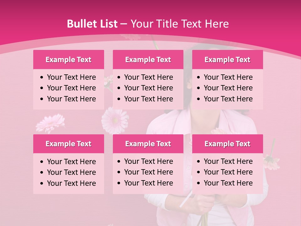 Spring Concept - Playful Girls With Flowers And Pink Wall PowerPoint Template