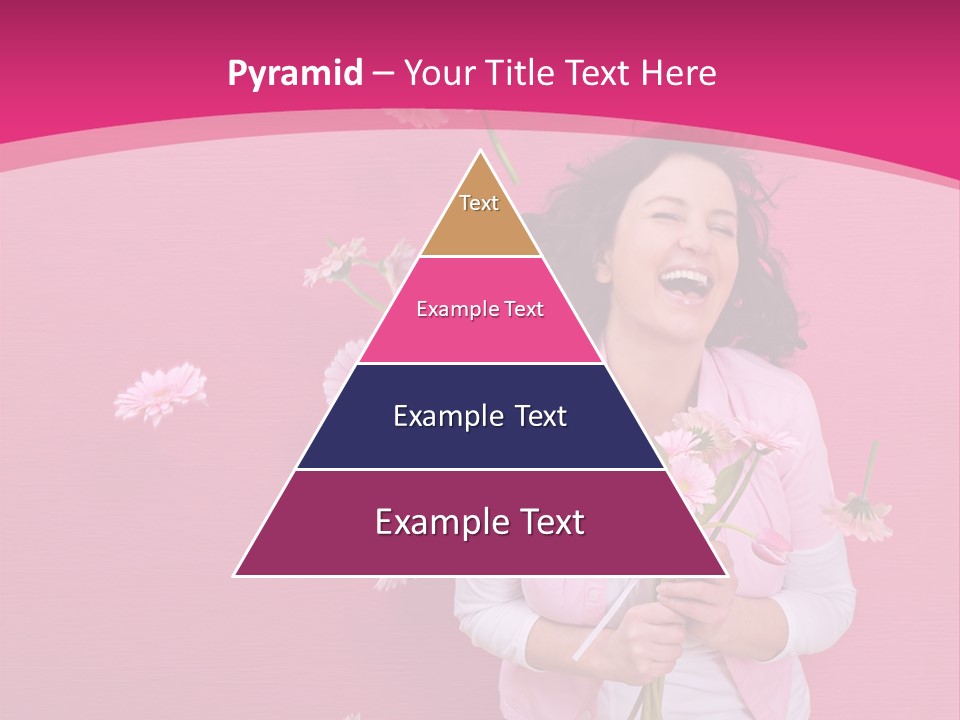 Spring Concept - Playful Girls With Flowers And Pink Wall PowerPoint Template