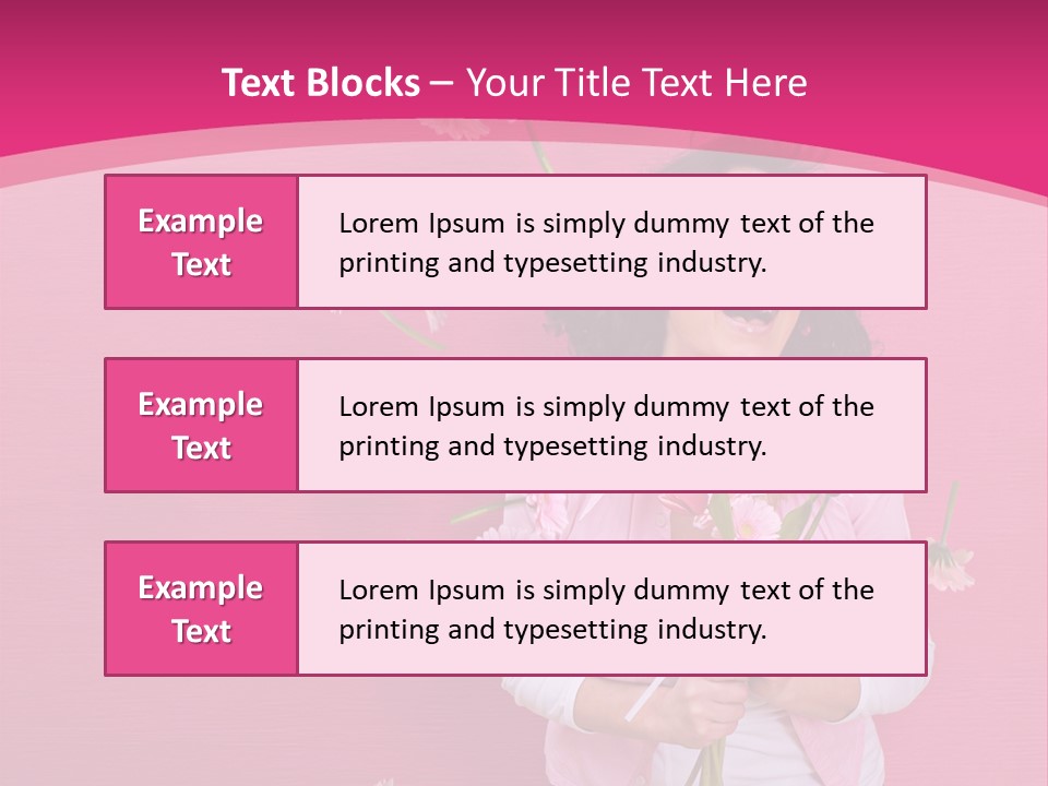 Spring Concept - Playful Girls With Flowers And Pink Wall PowerPoint Template