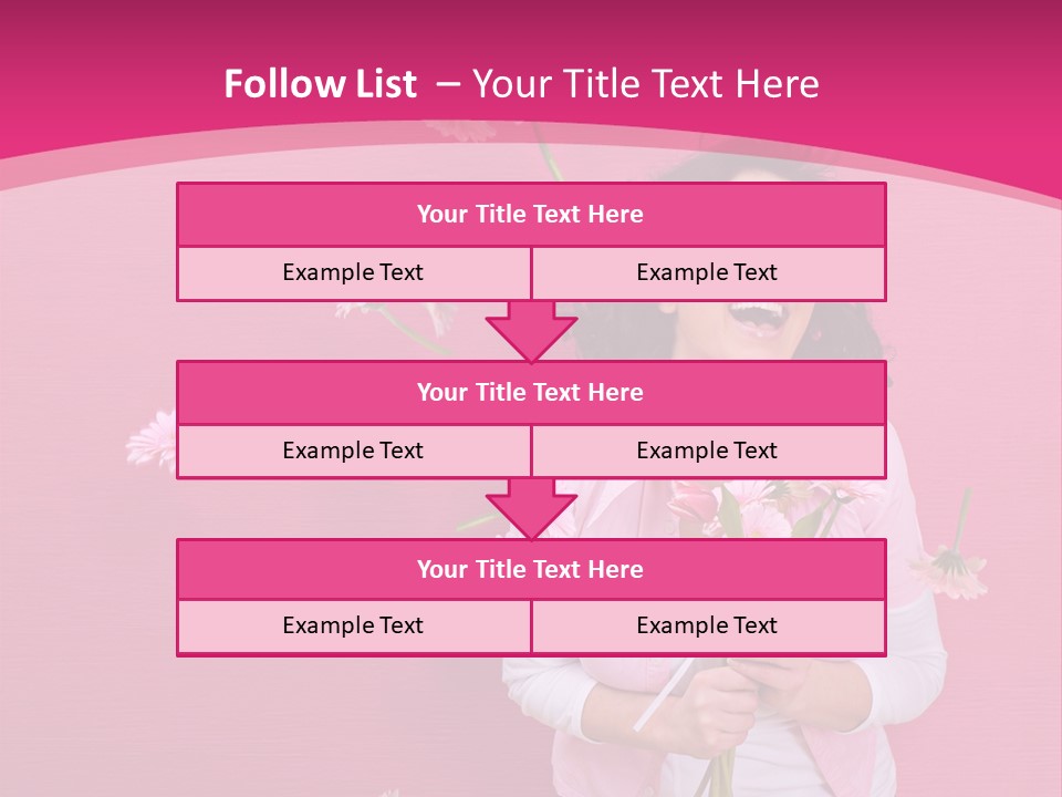 Spring Concept - Playful Girls With Flowers And Pink Wall PowerPoint Template