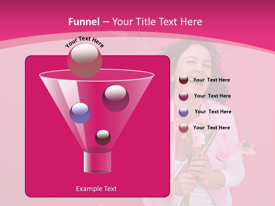 Spring Concept - Playful Girls With Flowers And Pink Wall PowerPoint Template