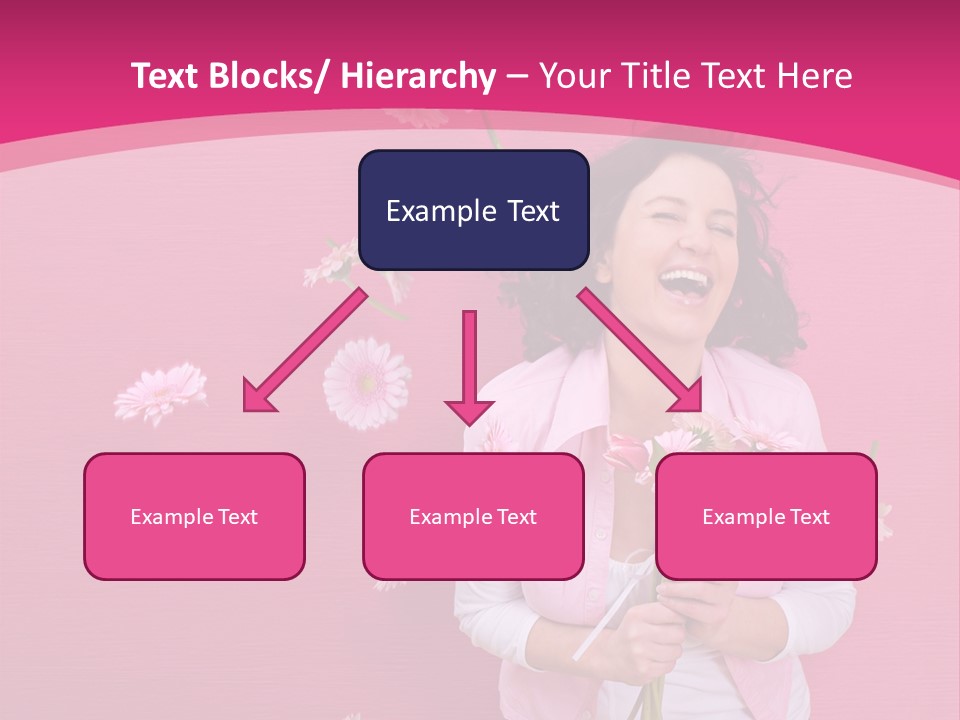 Spring Concept - Playful Girls With Flowers And Pink Wall PowerPoint Template