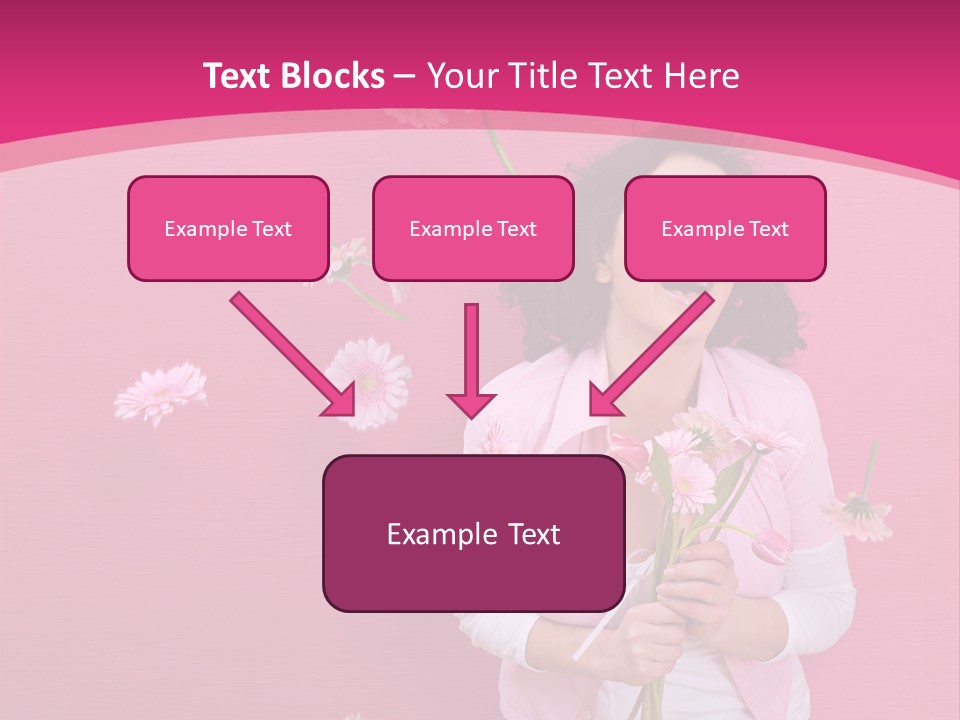 Spring Concept - Playful Girls With Flowers And Pink Wall PowerPoint Template