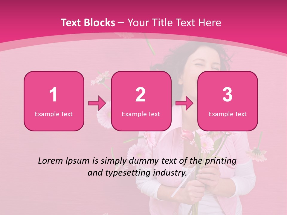 Spring Concept - Playful Girls With Flowers And Pink Wall PowerPoint Template