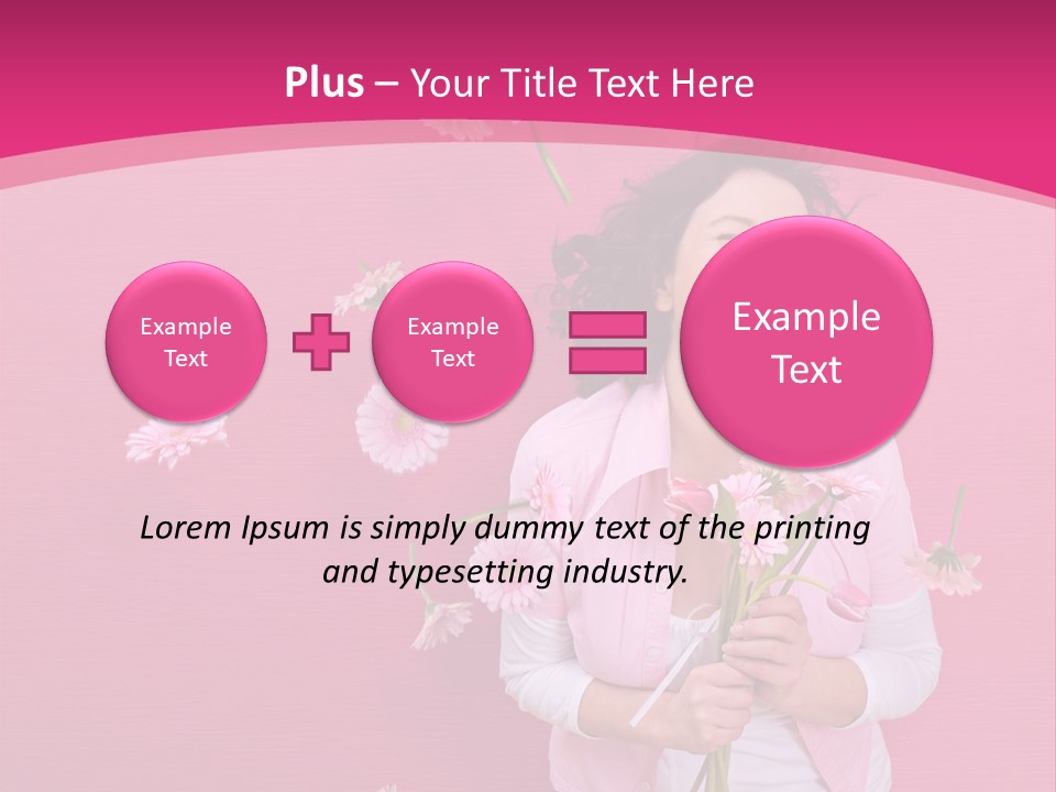 Spring Concept - Playful Girls With Flowers And Pink Wall PowerPoint Template