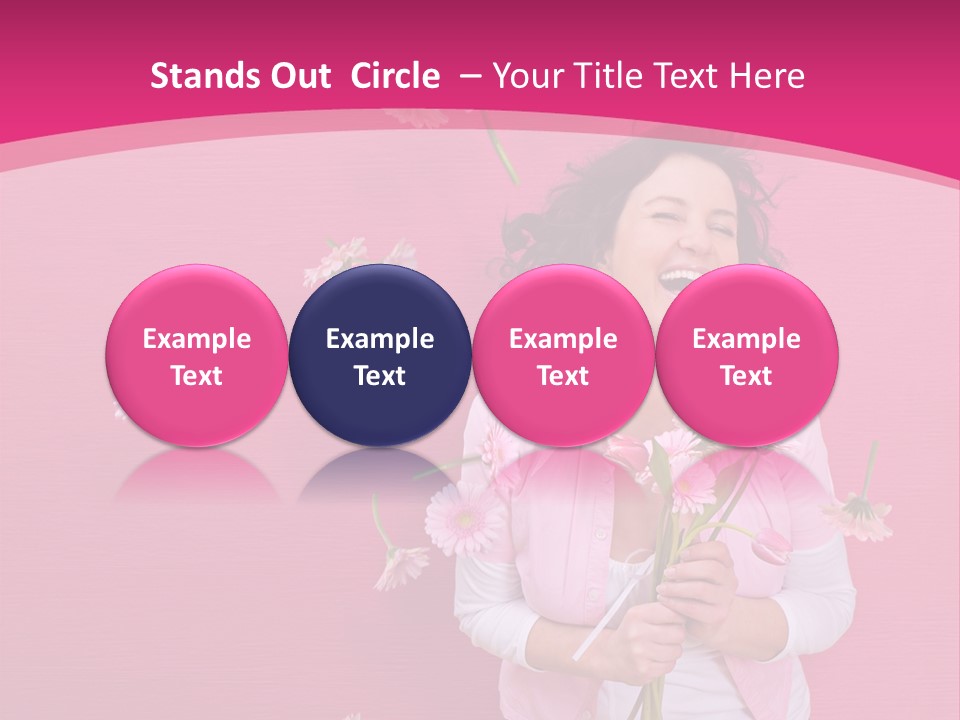 Spring Concept - Playful Girls With Flowers And Pink Wall PowerPoint Template