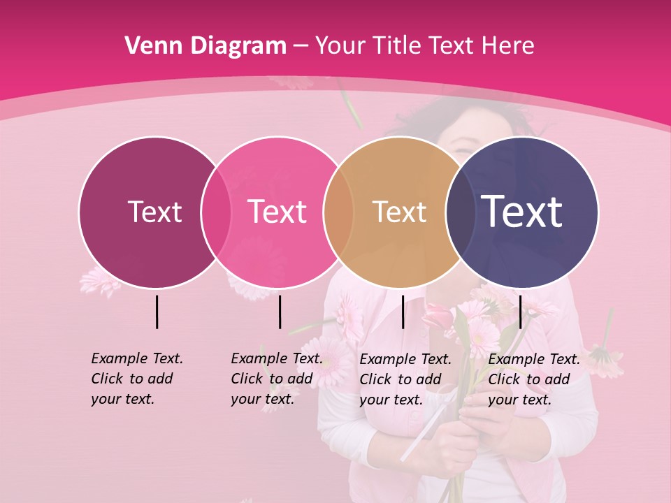 Spring Concept - Playful Girls With Flowers And Pink Wall PowerPoint Template