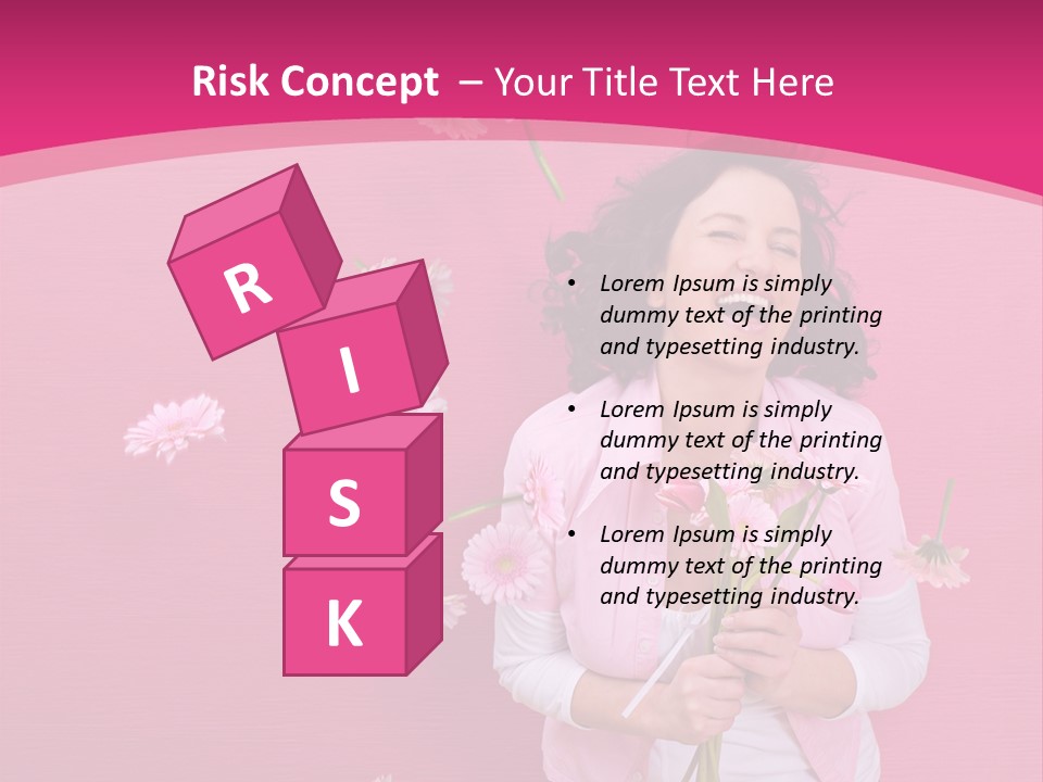 Spring Concept - Playful Girls With Flowers And Pink Wall PowerPoint Template