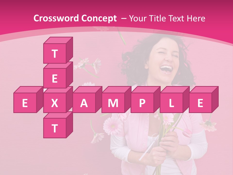 Spring Concept - Playful Girls With Flowers And Pink Wall PowerPoint Template