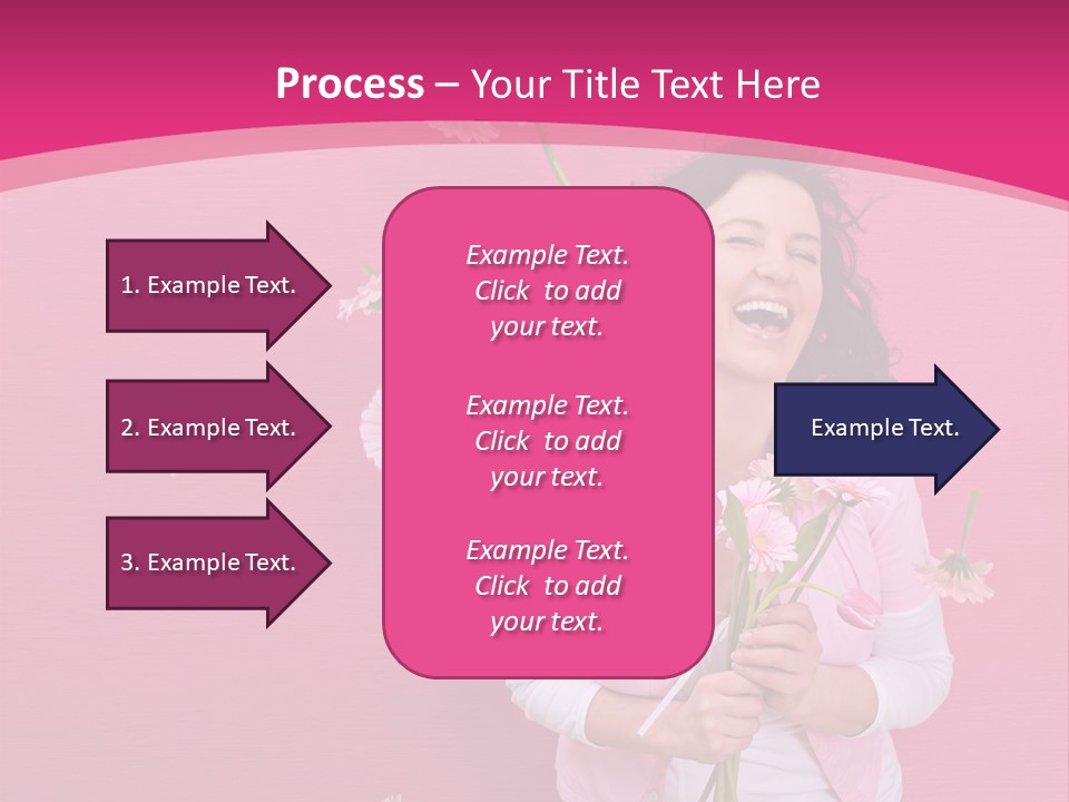 Spring Concept - Playful Girls With Flowers And Pink Wall PowerPoint Template
