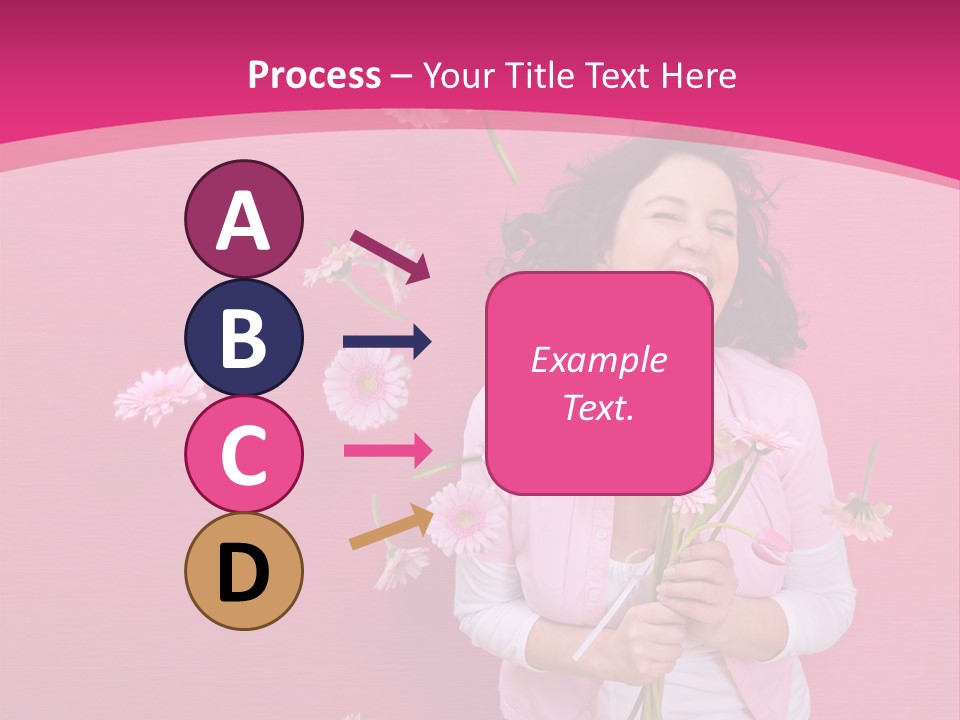 Spring Concept - Playful Girls With Flowers And Pink Wall PowerPoint Template