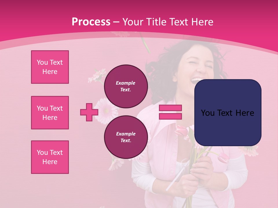 Spring Concept - Playful Girls With Flowers And Pink Wall PowerPoint Template