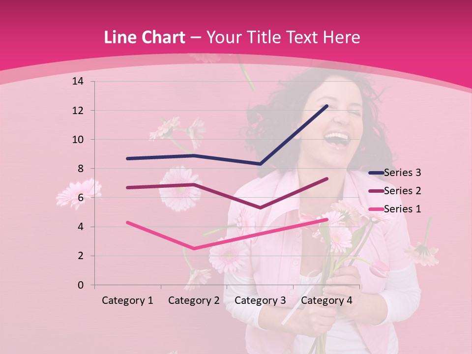 Spring Concept - Playful Girls With Flowers And Pink Wall PowerPoint Template