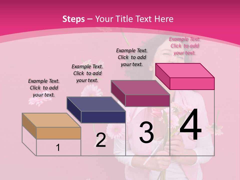 Spring Concept - Playful Girls With Flowers And Pink Wall PowerPoint Template