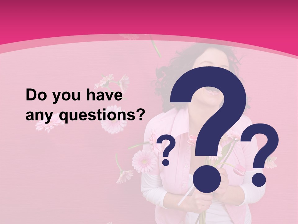 Spring Concept - Playful Girls With Flowers And Pink Wall PowerPoint Template