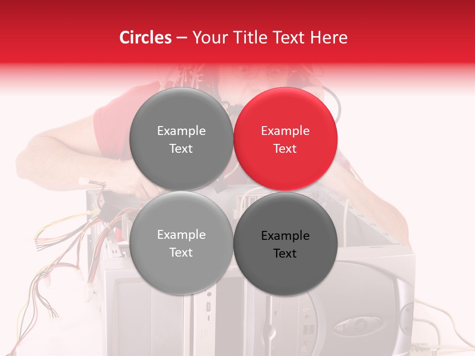 Man In Panic With His Computer Trying To Reach Technical Support PowerPoint Template