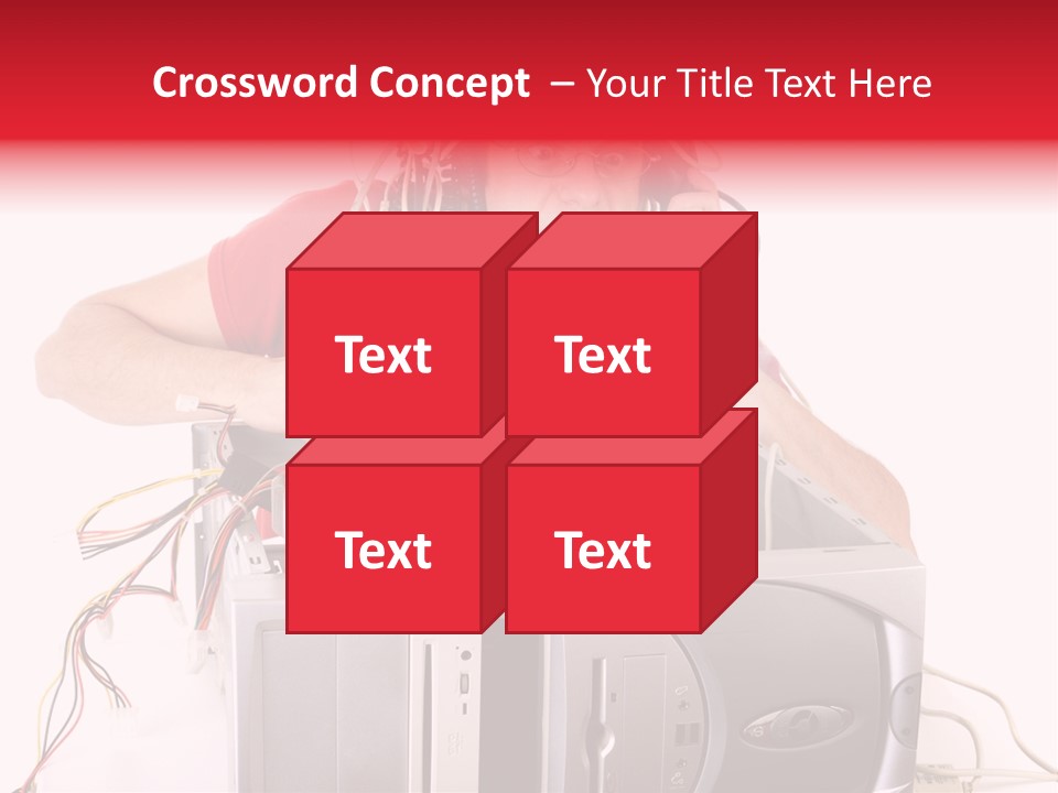Man In Panic With His Computer Trying To Reach Technical Support PowerPoint Template