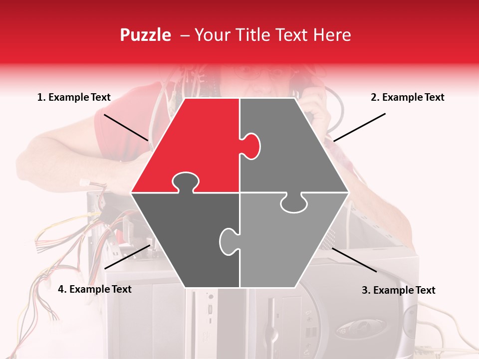 Man In Panic With His Computer Trying To Reach Technical Support PowerPoint Template