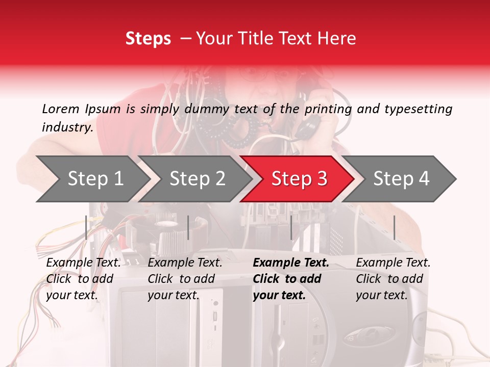 Man In Panic With His Computer Trying To Reach Technical Support PowerPoint Template