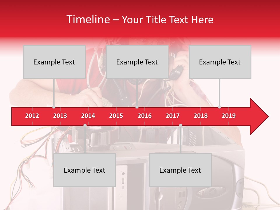 Man In Panic With His Computer Trying To Reach Technical Support PowerPoint Template