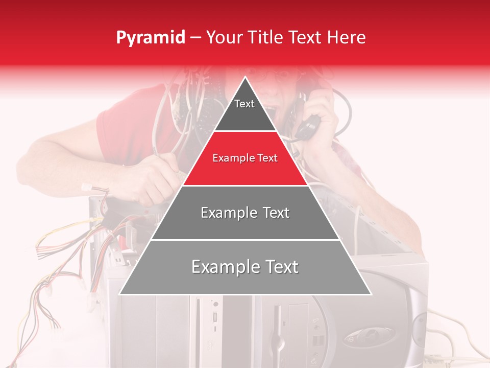 Man In Panic With His Computer Trying To Reach Technical Support PowerPoint Template