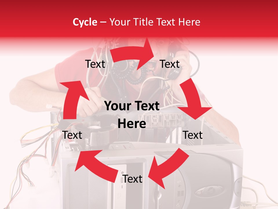 Man In Panic With His Computer Trying To Reach Technical Support PowerPoint Template
