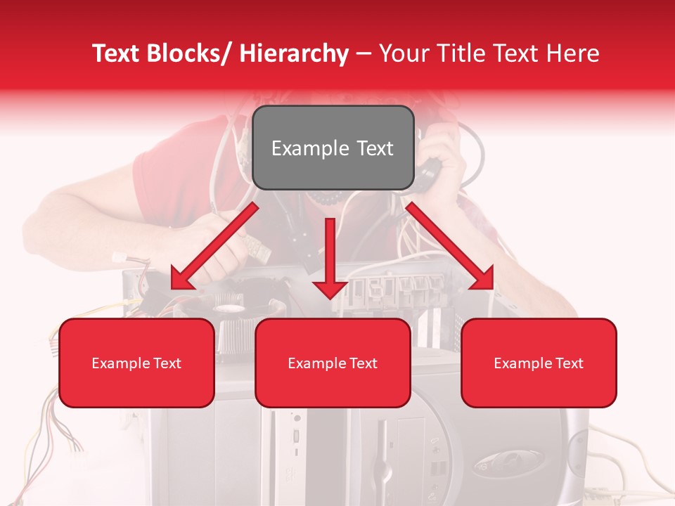 Man In Panic With His Computer Trying To Reach Technical Support PowerPoint Template