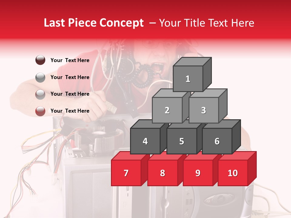 Man In Panic With His Computer Trying To Reach Technical Support PowerPoint Template