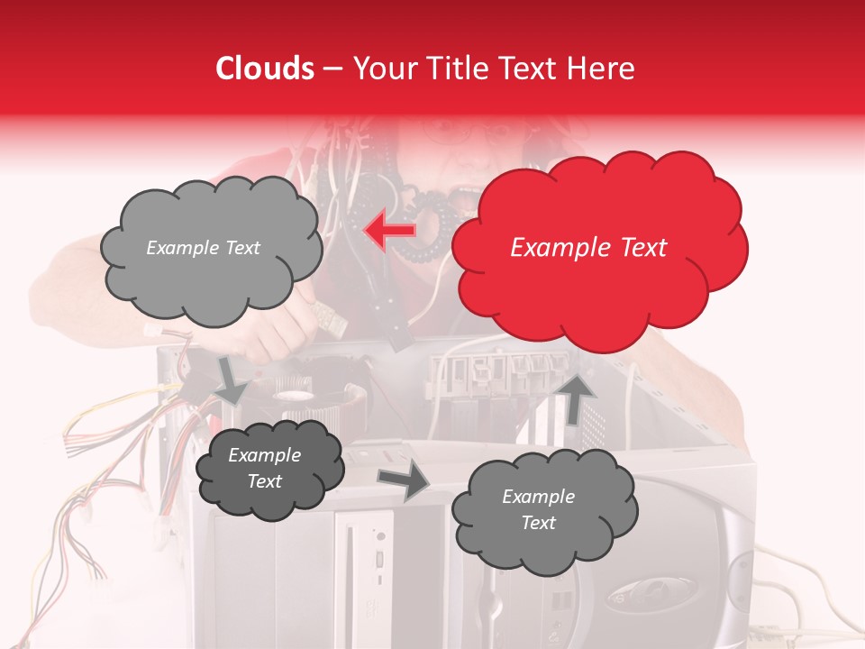 Man In Panic With His Computer Trying To Reach Technical Support PowerPoint Template