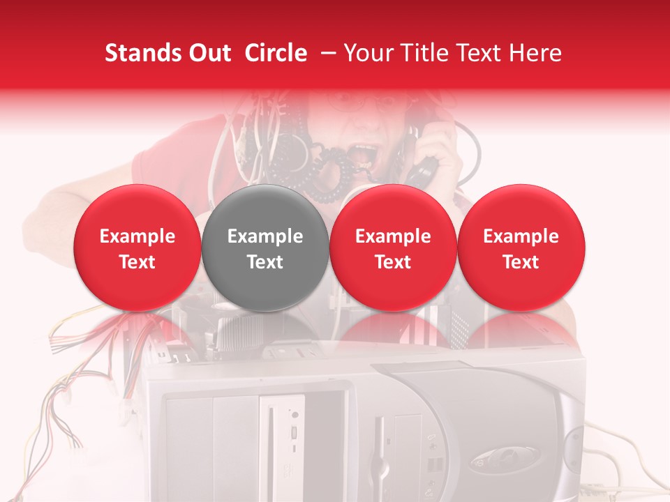 Man In Panic With His Computer Trying To Reach Technical Support PowerPoint Template