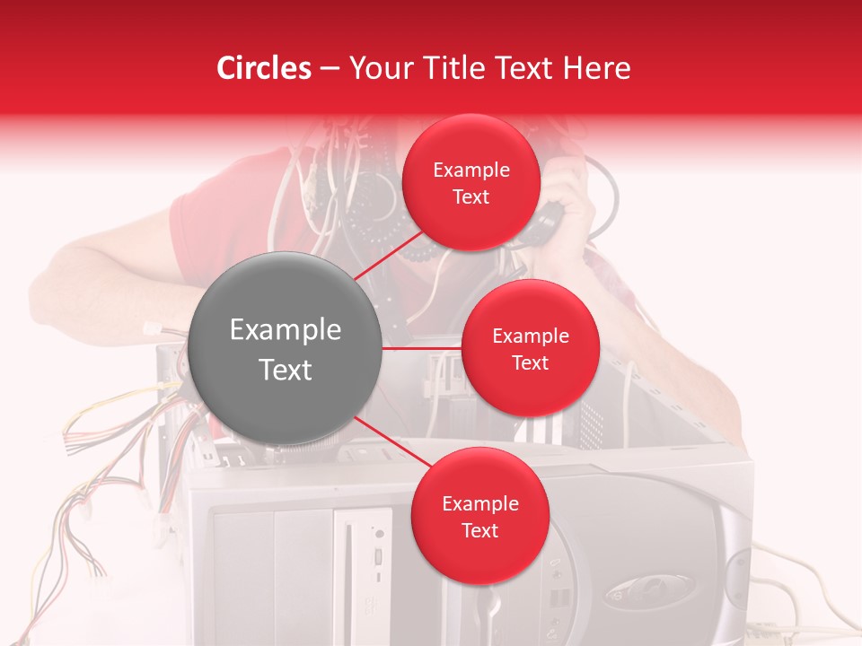 Man In Panic With His Computer Trying To Reach Technical Support PowerPoint Template