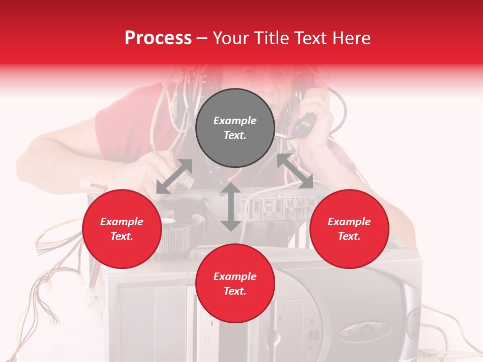 Man In Panic With His Computer Trying To Reach Technical Support PowerPoint Template