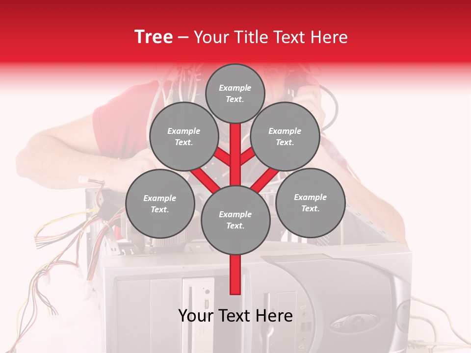 Man In Panic With His Computer Trying To Reach Technical Support PowerPoint Template