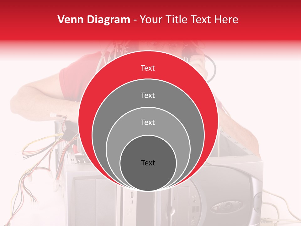 Man In Panic With His Computer Trying To Reach Technical Support PowerPoint Template