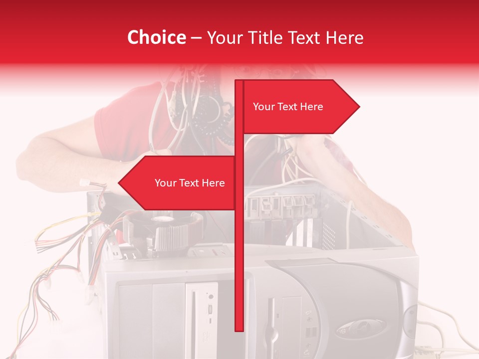 Man In Panic With His Computer Trying To Reach Technical Support PowerPoint Template