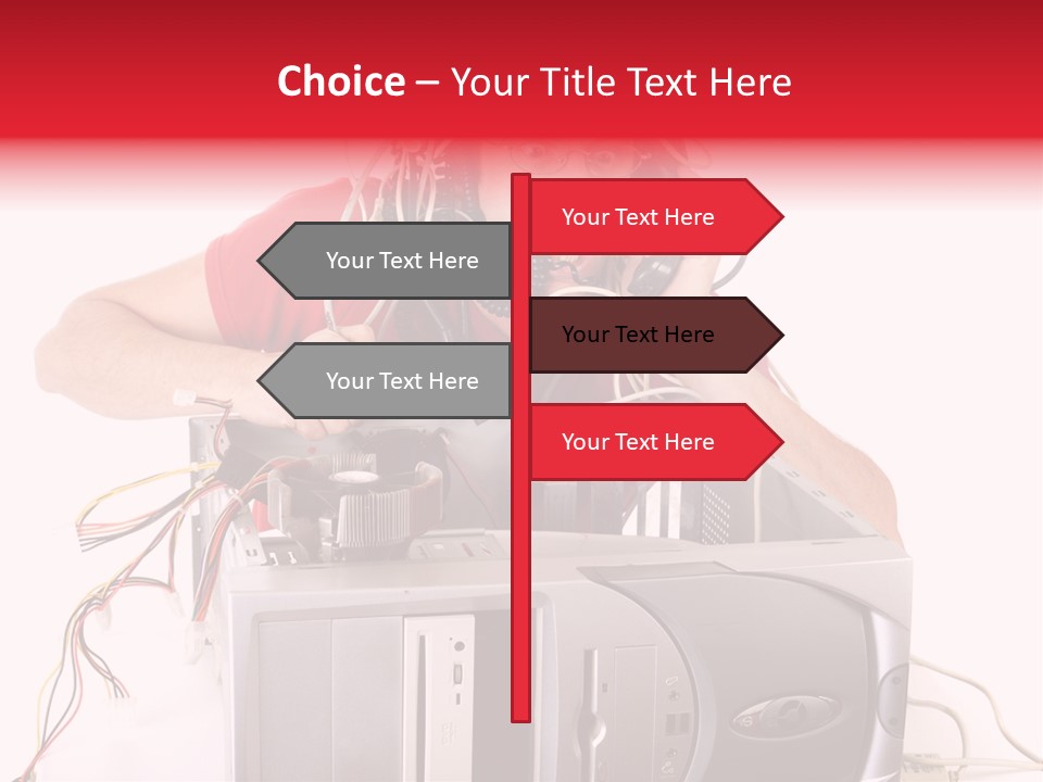 Man In Panic With His Computer Trying To Reach Technical Support PowerPoint Template