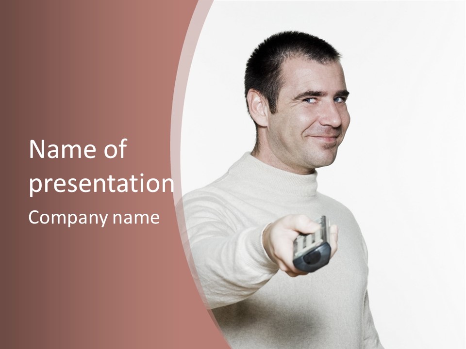 Portrait Of An Handsome Expressive Man In Studio On White Isolated Background PowerPoint Template