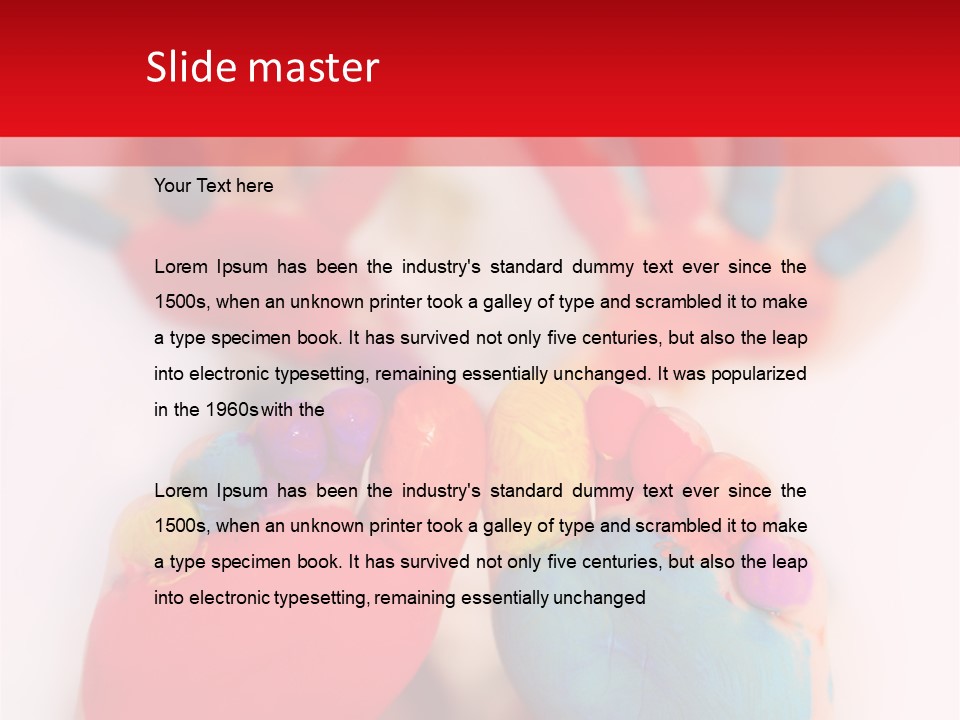 Five Year Old Boy With Feet And Hands Painted. Shallow Dof With Focus On Feet. PowerPoint Template