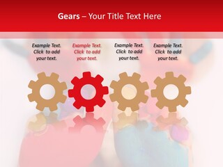 Five Year Old Boy With Feet And Hands Painted. Shallow Dof With Focus On Feet. PowerPoint Template