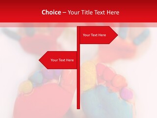 Five Year Old Boy With Feet And Hands Painted. Shallow Dof With Focus On Feet. PowerPoint Template