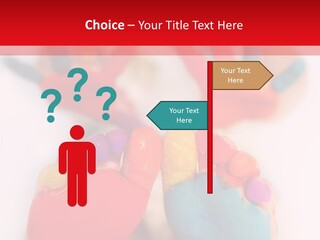 Five Year Old Boy With Feet And Hands Painted. Shallow Dof With Focus On Feet. PowerPoint Template